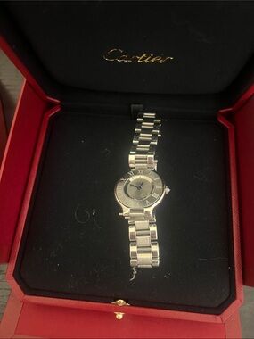 Must de Cartier Silver Tone Ladies Bracelet Watch in Official Cartier Red Box